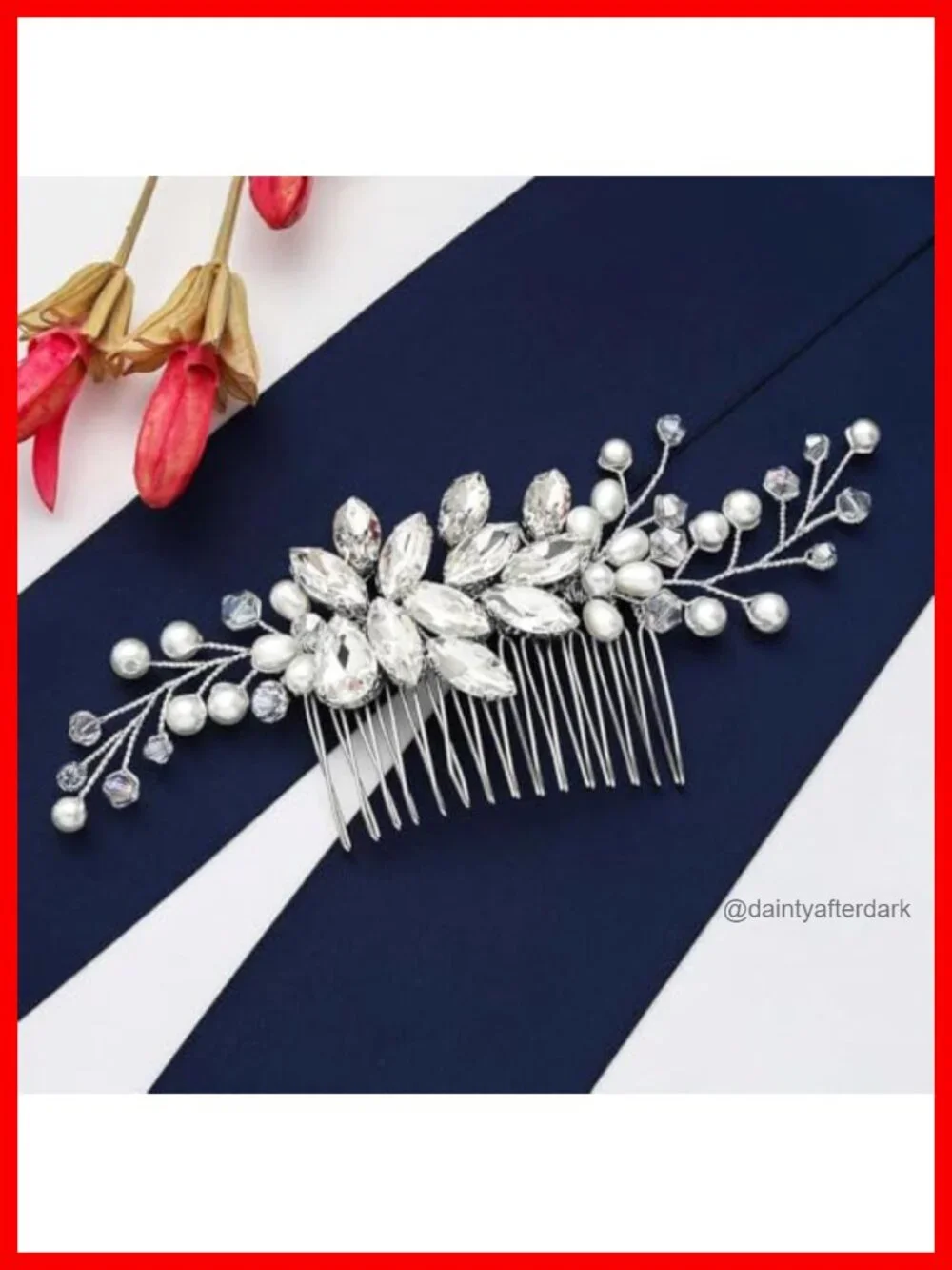 Wedding Hair Comb Rhinestones Pearl Hair Pieces Bridal Accessory